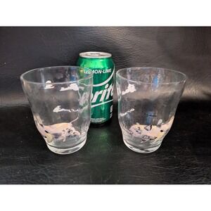 Lot of 2 Anthropologie Pig Hog Barn Farm Juice Glasses